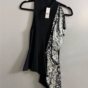 New York & Company Black and Silver Asymmetrical Dress